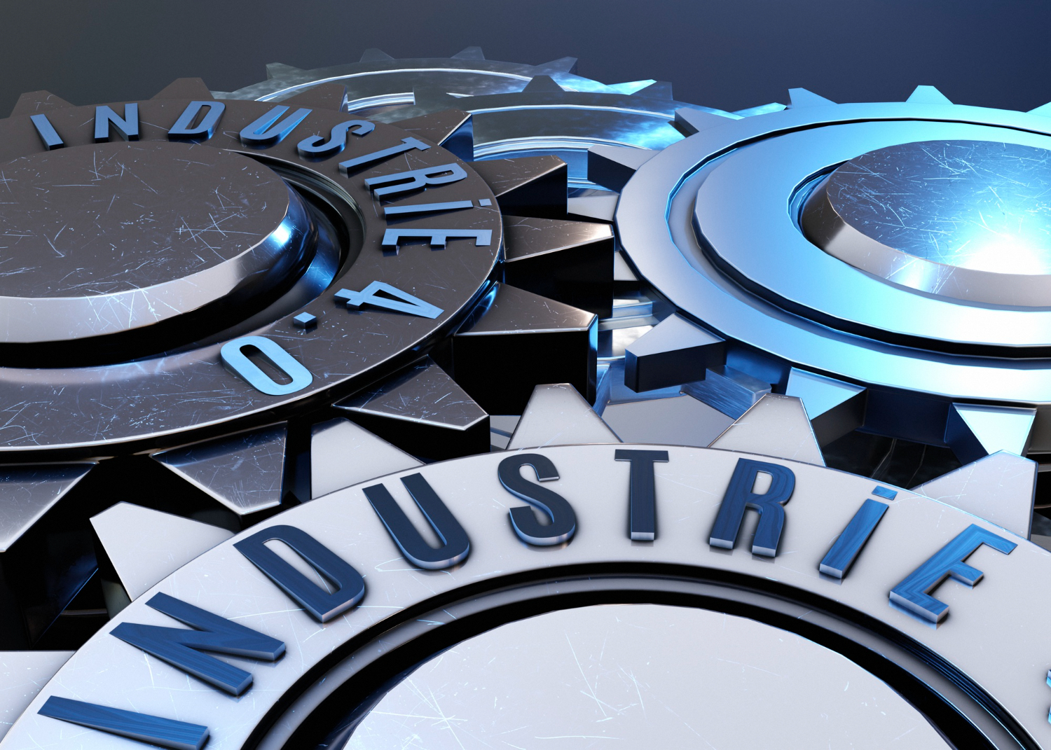 Industrial manufacturing concept with precision metal gears representing CNC machining capabilities, precision machining services, rapid prototyping services, and advanced 3D printing manufacturing.